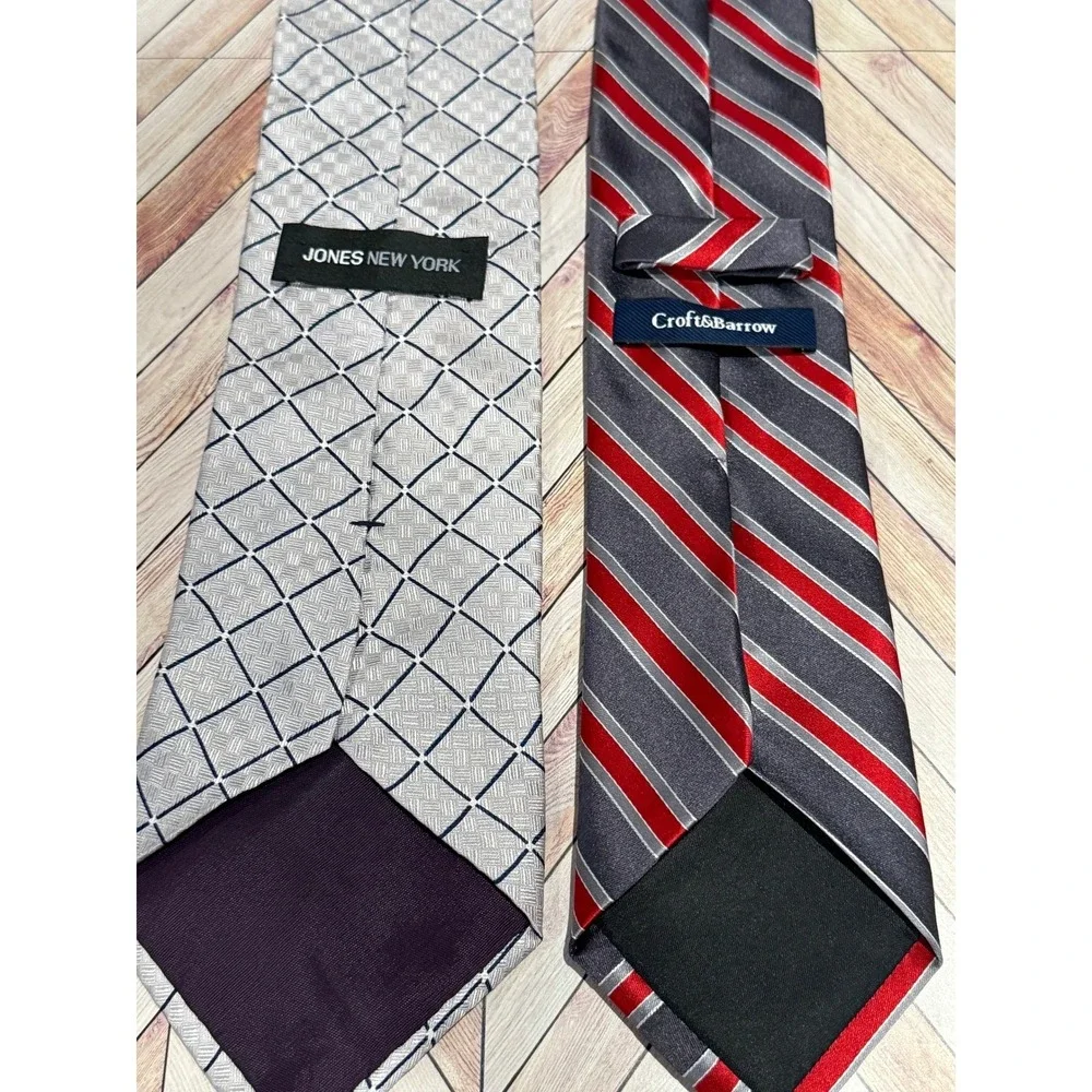 Lot Mens Neck Ties Neckties Jones NY Croft & Barrow‎ Red Blue